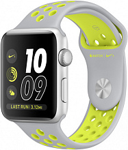 Apple Watch Nike+ (MNYP2RU/A) - 38 мм, серебристый алюминий, спортивный ремешок Nike цвета «листовое серебро/салатовый» - 0