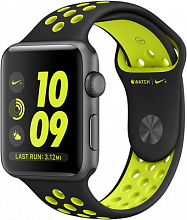 Apple Watch Nike+ (MP082RU/A) - 38 мм, алюминий «серый космос», спортивный ремешок Nike цвета «чёрный/салатовый» - 0