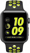 Apple Watch Nike+ (MP082RU/A) - 38 мм, алюминий «серый космос», спортивный ремешок Nike цвета «чёрный/салатовый» - 1