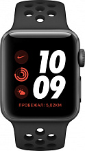 Apple Watch Nike+ Series 3, 38 мм, алюминий цвета «серый космос», спортивный ремешок Nike цвета «антрацитовый/чёрный» - 1