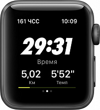 Apple Watch Nike+ Series 3, 38 мм, алюминий цвета «серый космос», спортивный ремешок Nike цвета «антрацитовый/чёрный» - 3