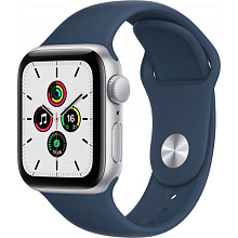 Apple Watch SE GPS 40mm (корпус - серебристый, спортивный ремешок цвета синий омут) - 0