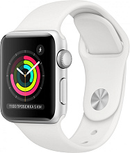 Apple Watch Series 3 GPS 38mm (корпус - серебристый, белый спортивный ремешок) - 0