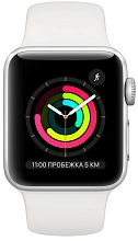 Apple Watch Series 3 GPS 38mm (корпус - серебристый, белый спортивный ремешок) - 1