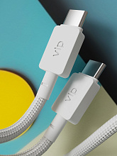 Кабель VLP Nylon Cable USB-C / USB-C, A, 100Вт  1,2м, белый - 3