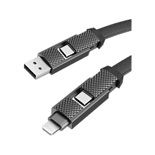 Кабель Bazic by EnergEA USB-A / USB-C / USB-C / Lightning 1м, черный - 0