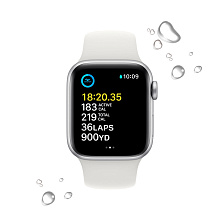 Apple Watch SE 2 GPS 40mm (корпус - серебристый, спортивный ремешок белого цвета) - 3