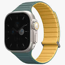 Ремешок Uniq Revix EVO reversible Magnetic для Apple Watch 49mm 45/49mm, Силикон, зеленый/желтый - 0