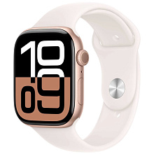 Apple Watch Series 10  (корпус - розовое золото, 46mm ремешок Sport Band светло-розовый, размер S/M) - 0