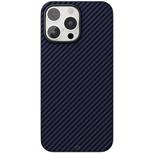 Чехол-накладка VLP Kevlar Case для iPhone 16 Pro, кевлар, темно-синий - 0