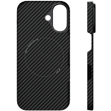 Чехол-накладка VLP Kevlar Case для iPhone 16, кевлар, черный - 1