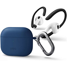 Чехол Uniq для Airpods 3 NEXO Liquid silicone +carabin +Sports ear hooks Blue - 0