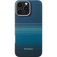 Чехол-накладка Pitaka Tactile Woven Moonrise для iPhone 16 Pro Max, арамид (кевлар), голубой - 0