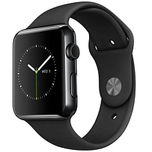 Apple Watch (MLC82) - 42 мм, нержавеющая сталь «чёрный космос», черный спортивный ремешок - 0