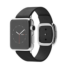 Apple Watch (MJYM2) - 38 мм, нержавеющая сталь, чёрный ремешок с современной пряжкой - 0