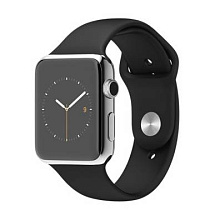 Apple Watch - 42 мм, нержавеющая сталь, черный спортивный ремешок - 0