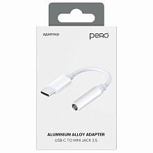 Переходник PERO AD09 USB-C / mini-jack 3.5 mm, белый - 1