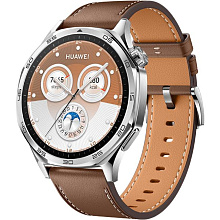 Huawei Watch GT 5 GPS 46mm (корпус - серебристый, ремешок - коричневый, IP68) - 0