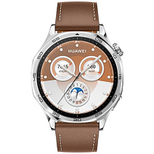 Huawei Watch GT 5 GPS 46mm (корпус - серебристый, ремешок - коричневый, IP68) - 1