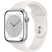 Apple Watch Series 8 GPS 45mm (корпус - серебристый, спортивный ремешок белого цвета, IP6X) - 0