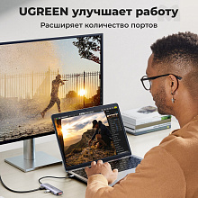 Адаптер мультипортовый UGreen CM195 6 в 1, серый космос - 3
