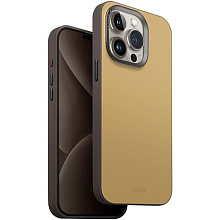 Чехол-накладка Uniq Lyden DS для iPhone 15 Pro Max, экокожа, желтый/серый - 1