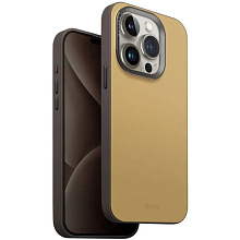 Чехол-накладка Uniq Lyden DS для iPhone 15 Pro, экокожа, желтый/серый - 1