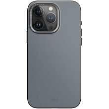 Чехол-накладка Uniq Lyden DS для iPhone 15 Pro, экокожа, синий/черный - 0