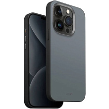 Чехол-накладка Uniq Lyden DS для iPhone 15 Pro, экокожа, синий/черный - 1