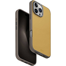 Чехол-накладка Uniq Lyden DS для iPhone 16 Pro, экокожа, желтый/серый - 2