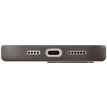 Чехол-накладка Uniq Lyden DS для iPhone 16 Pro, экокожа, желтый/серый - 3