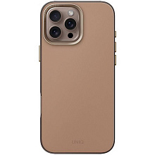Чехол-накладка Uniq Lyden DS для iPhone 16 Pro, экокожа, бежевый/серый - 0