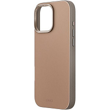 Чехол-накладка Uniq Lyden DS для iPhone 16 Pro, экокожа, бежевый/серый - 1