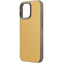 Чехол-накладка Uniq Lyden DS для iPhone 16 Pro Max, экокожа, желтый/серый - 1