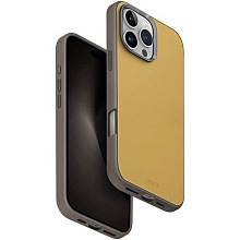 Чехол-накладка Uniq Lyden DS для iPhone 16 Pro Max, экокожа, желтый/серый - 2