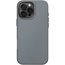 Чехол-накладка Uniq Lyden DS для iPhone 16 Pro Max, экокожа, синий/черный - 0