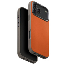 Чехол-накладка Uniq Lyden DS для iPhone 17 Pro, экокожа, оранжевый/серый - 0