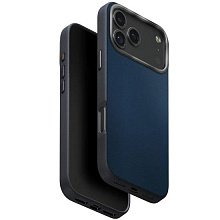 Чехол-накладка Uniq Lyden DS для iPhone 17 Pro, экокожа, синий/серый - 1