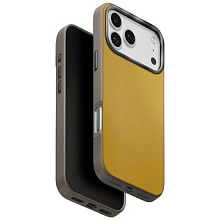 Чехол-накладка Uniq Lyden DS для iPhone 17 Pro, экокожа, желтый/серый - 1