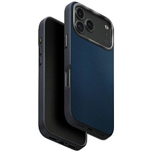 Чехол-накладка Uniq Lyden DS для iPhone 17 Pro Max, экокожа, синий/серый - 1