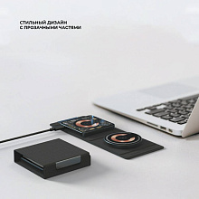 Зарядное устройство беспроводное Deppa Crystal MagSafe Fold Travel QI, 2 в 1, 15Вт, черный - 3