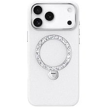 Чехол-накладка PYNANA Dancing Circle Series для iPhone 17 Pro Max, экокожа, белый - 0