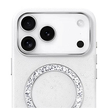 Чехол-накладка PYNANA Dancing Circle Series для iPhone 17 Pro Max, экокожа, белый - 1