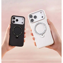 Чехол-накладка PYNANA Dancing Circle Series для iPhone 17 Pro Max, экокожа, белый - 2