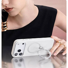 Чехол-накладка PYNANA Dancing Circle Series для iPhone 17 Pro Max, экокожа, белый - 3