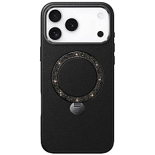 Чехол-накладка PYNANA Dancing Circle Series для iPhone 17 Pro, экокожа, черный - 0