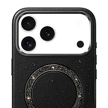 Чехол-накладка PYNANA Dancing Circle Series для iPhone 17 Pro Max, экокожа, черный - 1