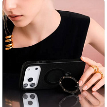 Чехол-накладка PYNANA Dancing Circle Series для iPhone 17 Pro Max, экокожа, черный - 3