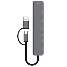 Адаптер мультипортовый PERO MH07 7 в 1, серый - 2