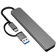 Адаптер мультипортовый PERO MH07 7 в 1, серый - 3